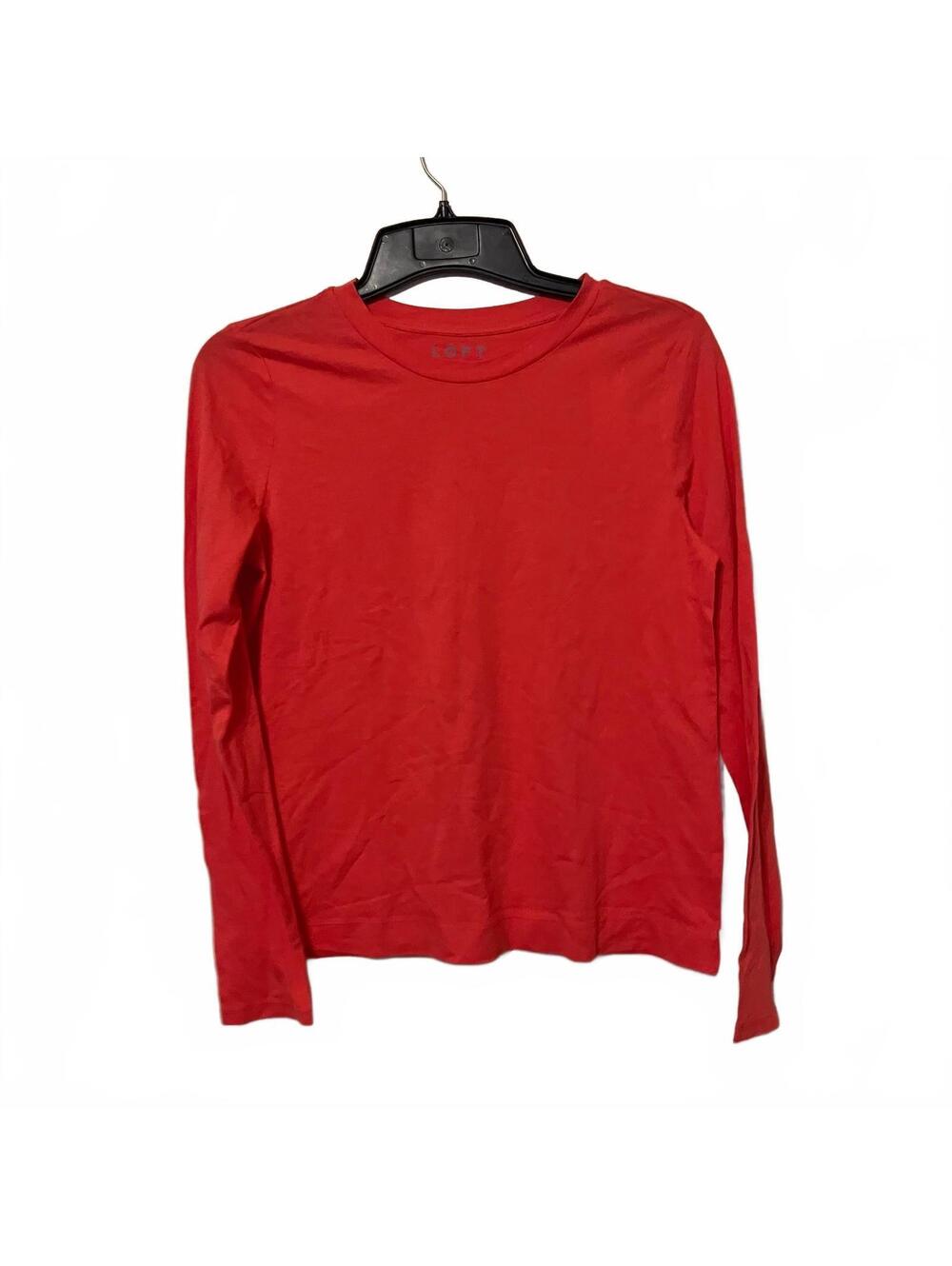 LOFT Women's Casual Classic Minimalist Comfortable Long Sleeve Red Shirt Medium